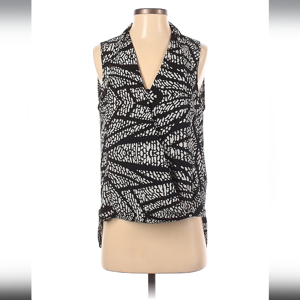 Black & White sleeveless surplice top (size small)